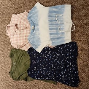 Bundle of 4 Shirts Size M Color Pink Plaid/Camo/Floral/Tye-Dye